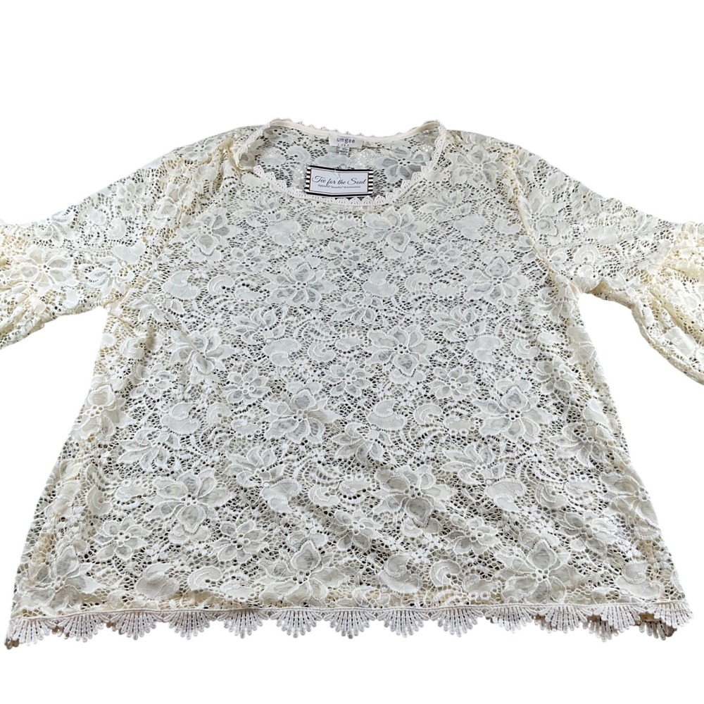Umgee 1XL‎ Ivory Lace Bell Sleeve Top